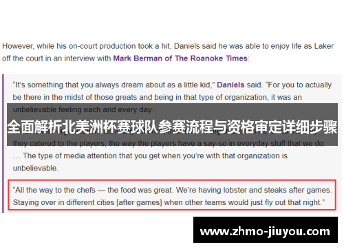 全面解析北美洲杯赛球队参赛流程与资格审定详细步骤